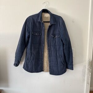 Blue Quilted Shearling Shacket